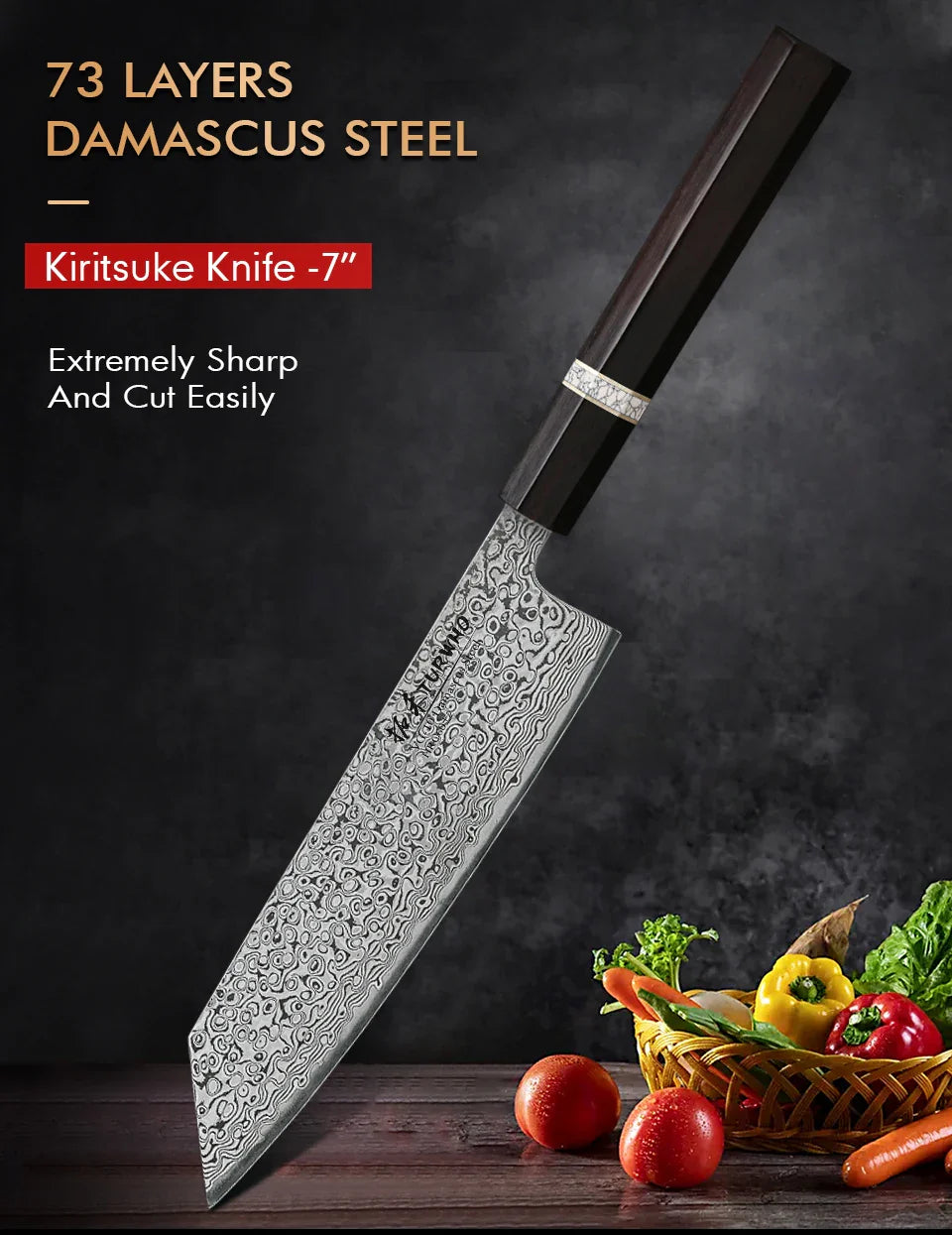 ¡Acero Damasco! Cuchillo Chef Cheftronics - Kiritsug Knife / 7 inch