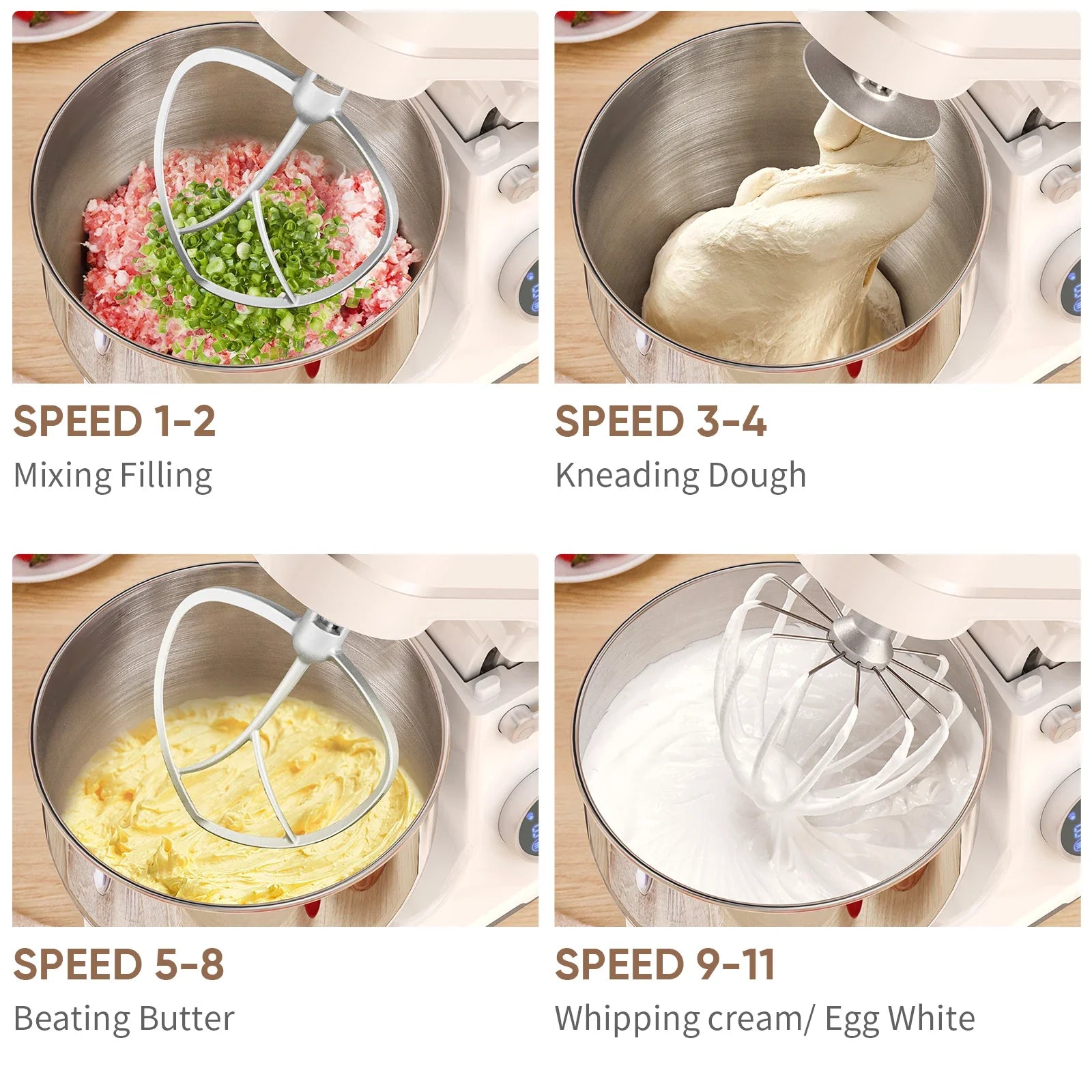 Batidoras BM602E: ¡Acero Inoxidable y Gancho Amasador Increíbles! - Kitchen Food Stand Mixer