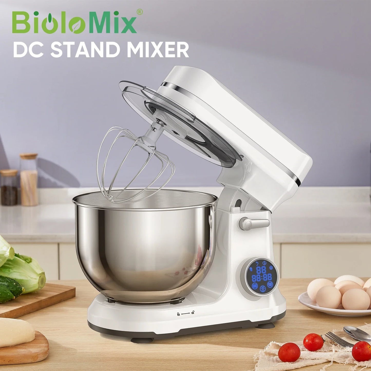 Batidoras BM602E: ¡Acero Inoxidable y Gancho Amasador Increíbles! - Kitchen Food Stand Mixer