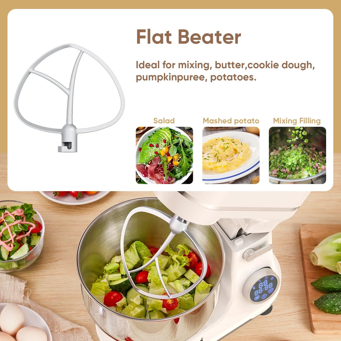 Batidoras BM602E: ¡Acero Inoxidable y Gancho Amasador Increíbles! - Kitchen Food Stand Mixer