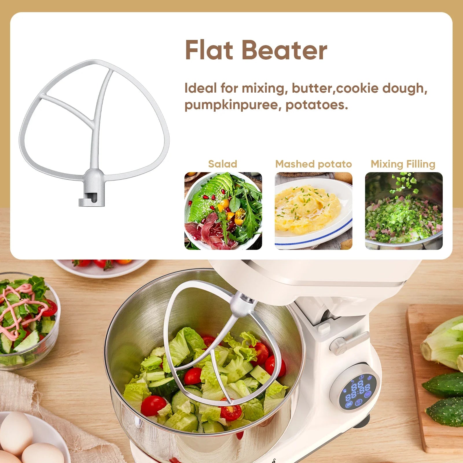 Batidoras BM602E: ¡Acero Inoxidable y Gancho Amasador Increíbles! - Kitchen Food Stand Mixer