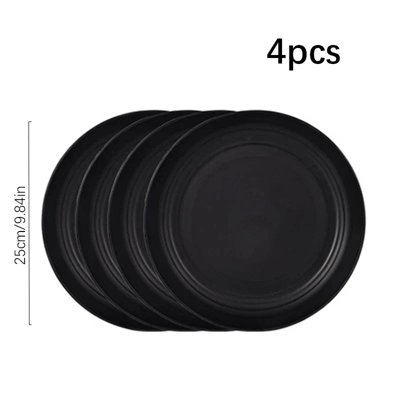 Black Dinnerware Sensation Cheftronics Kitchen Appliances - 4pcs big plates - Plastic cutlery set