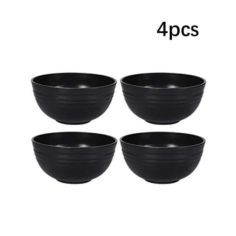 Black Dinnerware Sensation Cheftronics Kitchen Appliances - 4pcs bowls - Plastic cutlery set