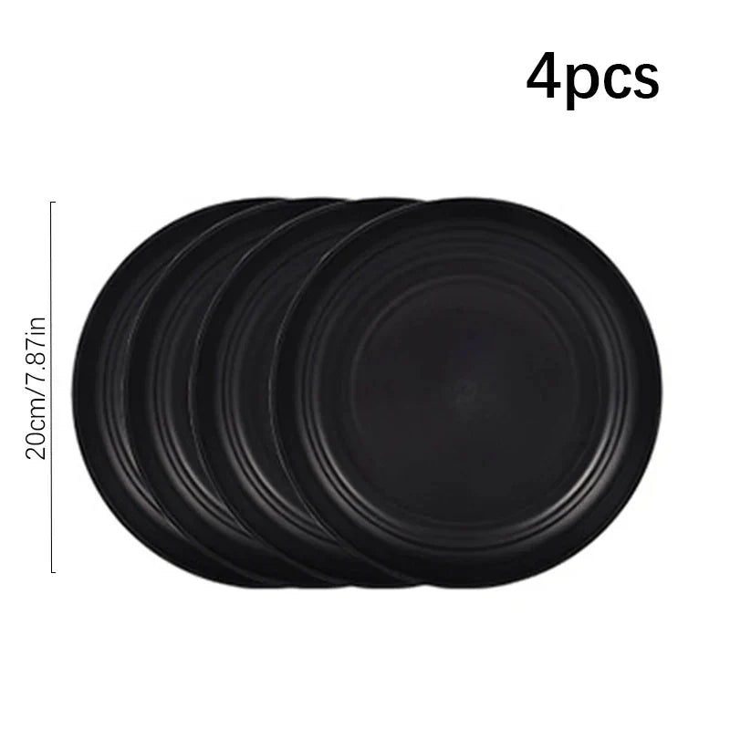 Black Dinnerware Sensation Cheftronics Kitchen Appliances - 4pcs small plates - Plastic cutlery set