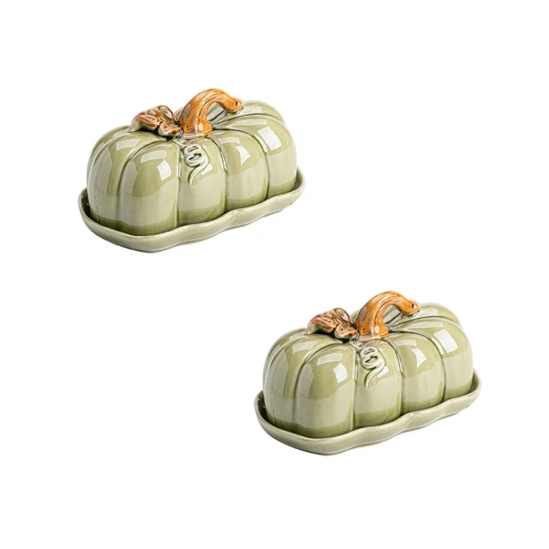 ¡Calabazas Cheftronics Iluminan tu Cena! - 2pcs green - Pumpkin Ceramic Dinner Plate