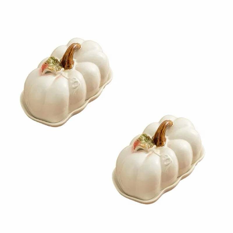 ¡Calabazas Cheftronics Iluminan tu Cena! - 2pcs white - Pumpkin Ceramic Dinner Plate