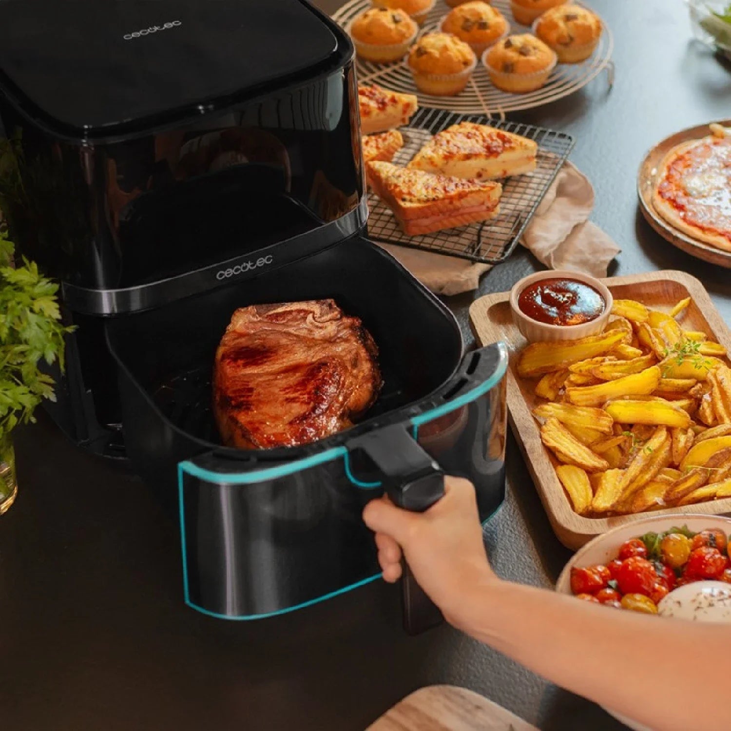 Cecofry Full Inoxblack: ¡Doble Freidora Aérea Para Cocinar Con Pasión! - oil free fryer