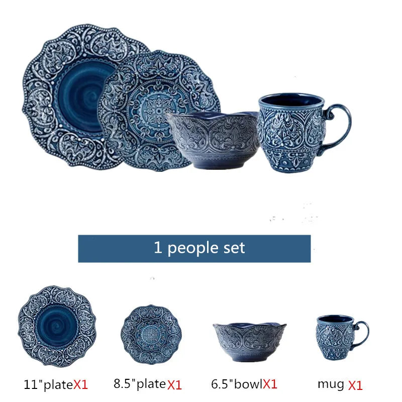 Cerámica Azul: Eleve Su Cocina Con Cheftronics - 1 peole set - Western Dinner Plates Set