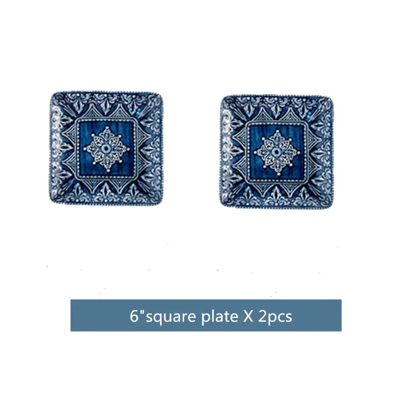 Cerámica Azul: Eleve Su Cocina Con Cheftronics - 6inch square platex2 - Western Dinner Plates Set