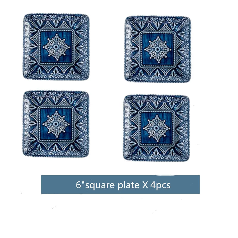 Cerámica Azul: Eleve Su Cocina Con Cheftronics - 6inch square platex4 - Western Dinner Plates Set
