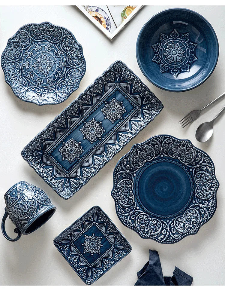 Cerámica Azul: Eleve Su Cocina Con Cheftronics - Western Dinner Plates Set