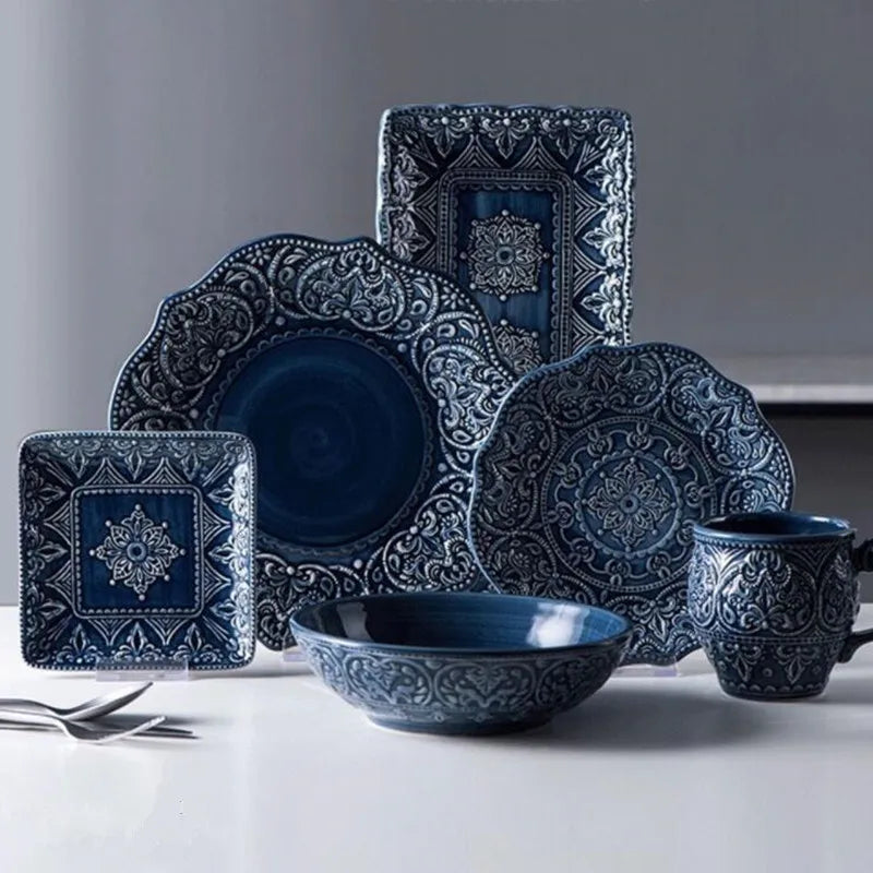 Cerámica Azul: Eleve Su Cocina Con Cheftronics - Western Dinner Plates Set