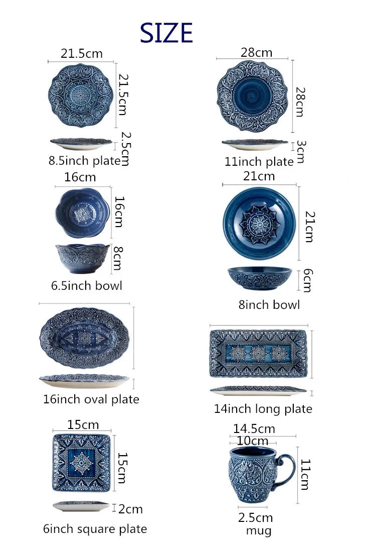 Cerámica Azul: Eleve Su Cocina Con Cheftronics - Western Dinner Plates Set