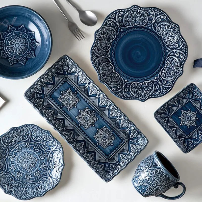 Cerámica Azul: Eleve Su Cocina Con Cheftronics - Western Dinner Plates Set