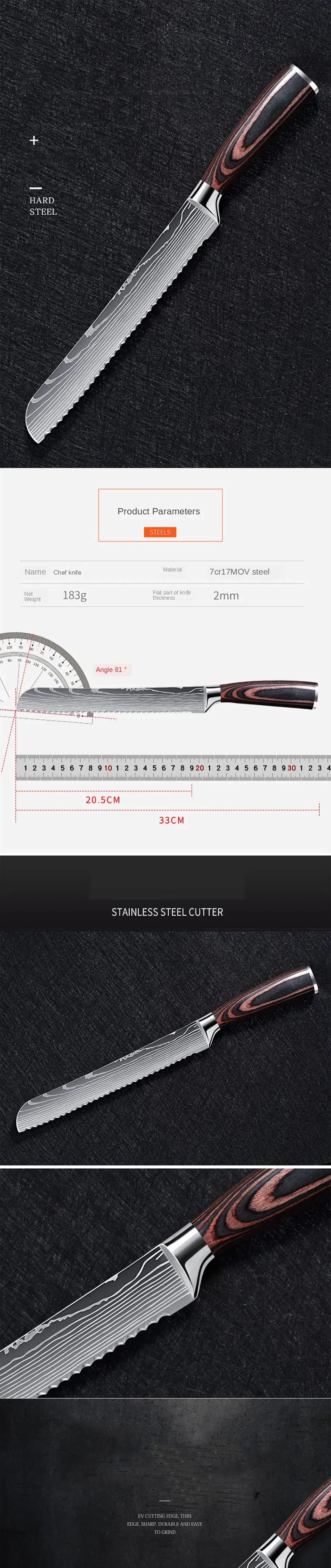 ¡Cheftronics Bread Knife: Acero Inoxidable para Pan Perfecto! - 8-inch Bread Knife