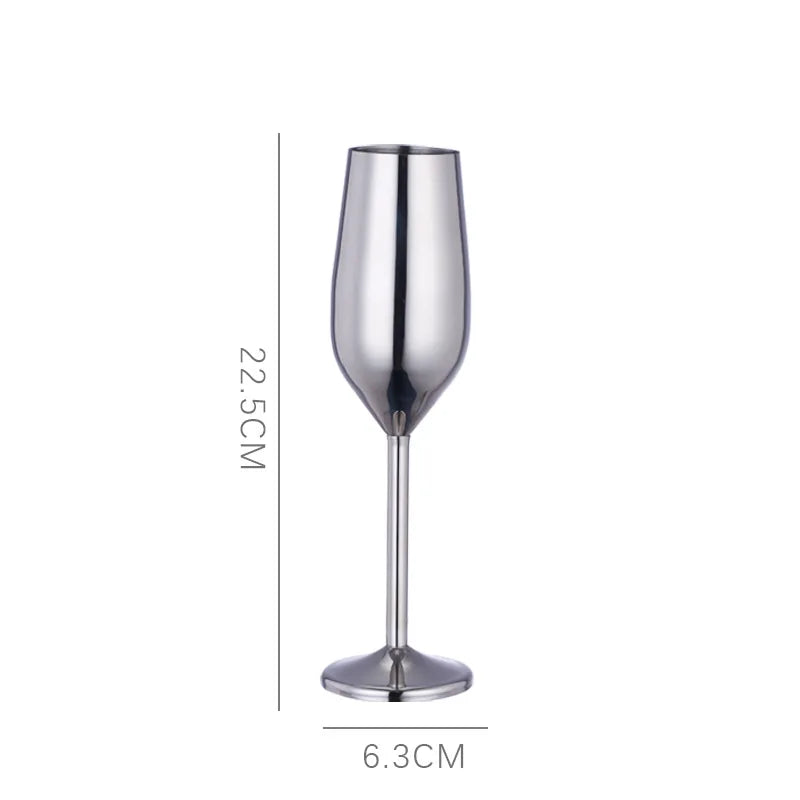 Cheftronics: Copas de Vino Metálicas ¡Acero Inoxidable Brillante! - 220ml Silver - Stainless Steel Wine