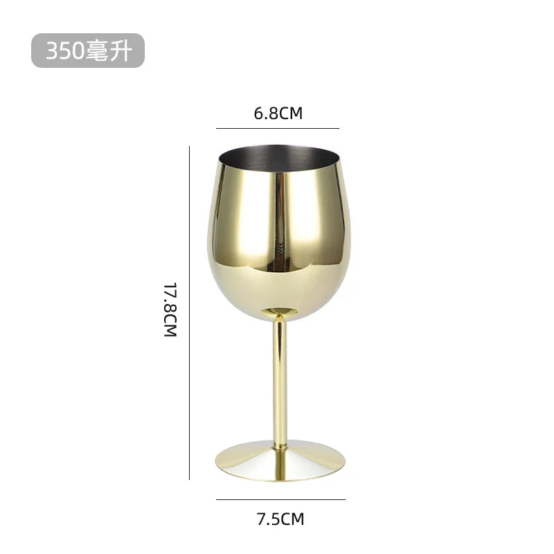 Cheftronics: Copas de Vino Metálicas ¡Acero Inoxidable Brillante! - 350ml golden - Stainless Steel Wine