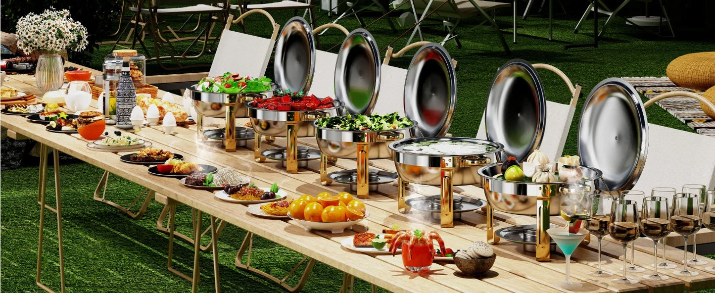 ¡Cheftronics Dorado: Calentador Acero Inoxidable Brillante! - Chafing Dish Buffet Set