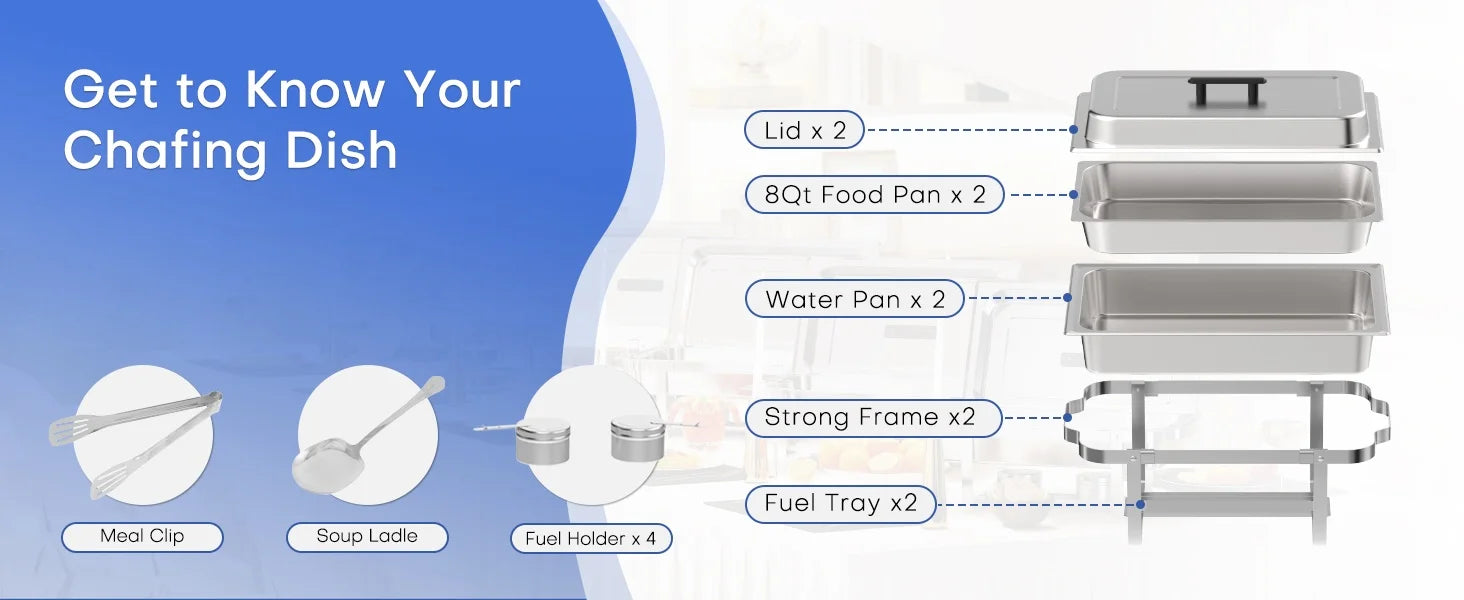 ¡Cheftronics Dorado: Calentador Acero Inoxidable Brillante! - Chafing Dish Buffet Set