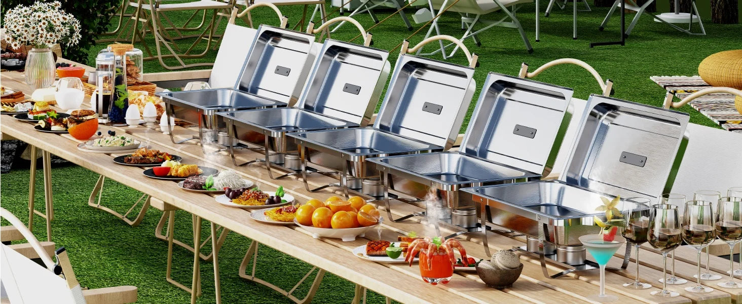 ¡Cheftronics Dorado: Calentador Acero Inoxidable Brillante! - Chafing Dish Buffet Set