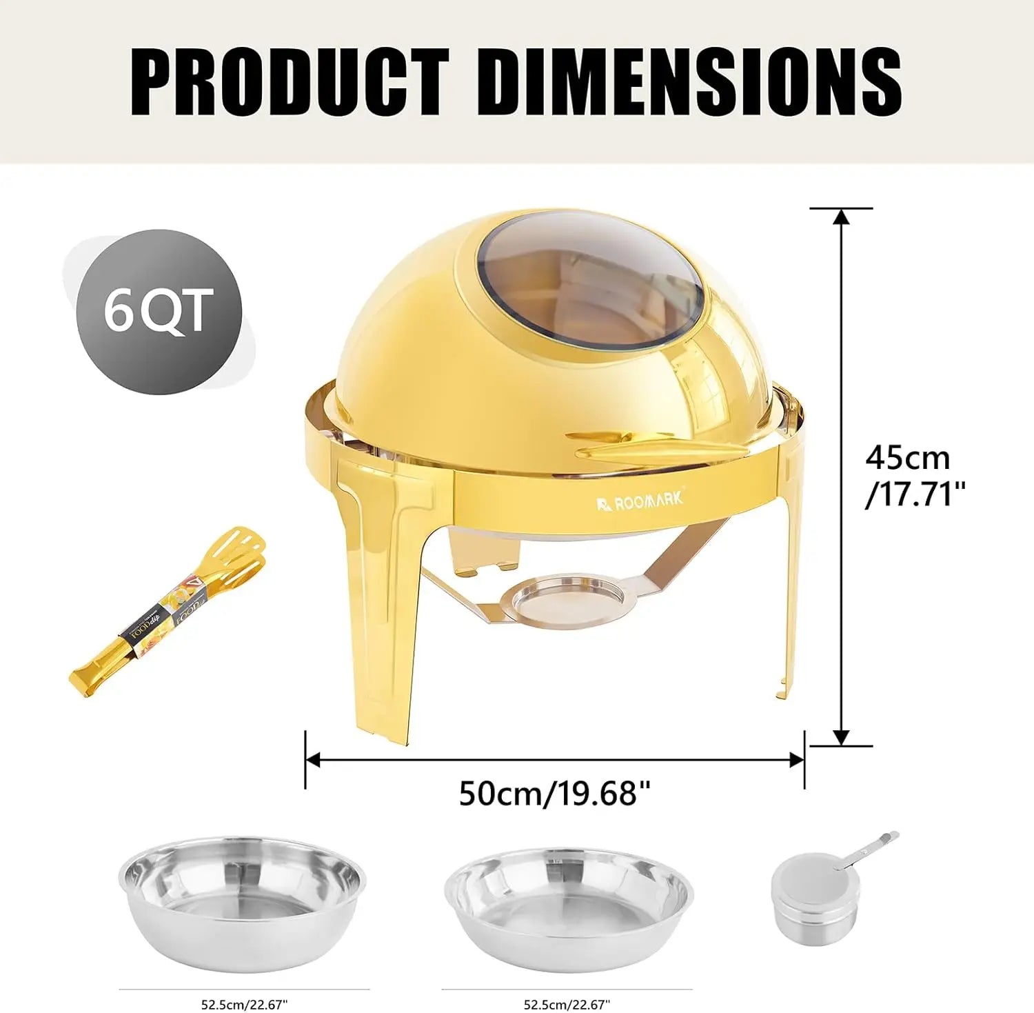¡Cheftronics Dorado: Calentador Acero Inoxidable Brillante! - Chafing Dish Buffet Set