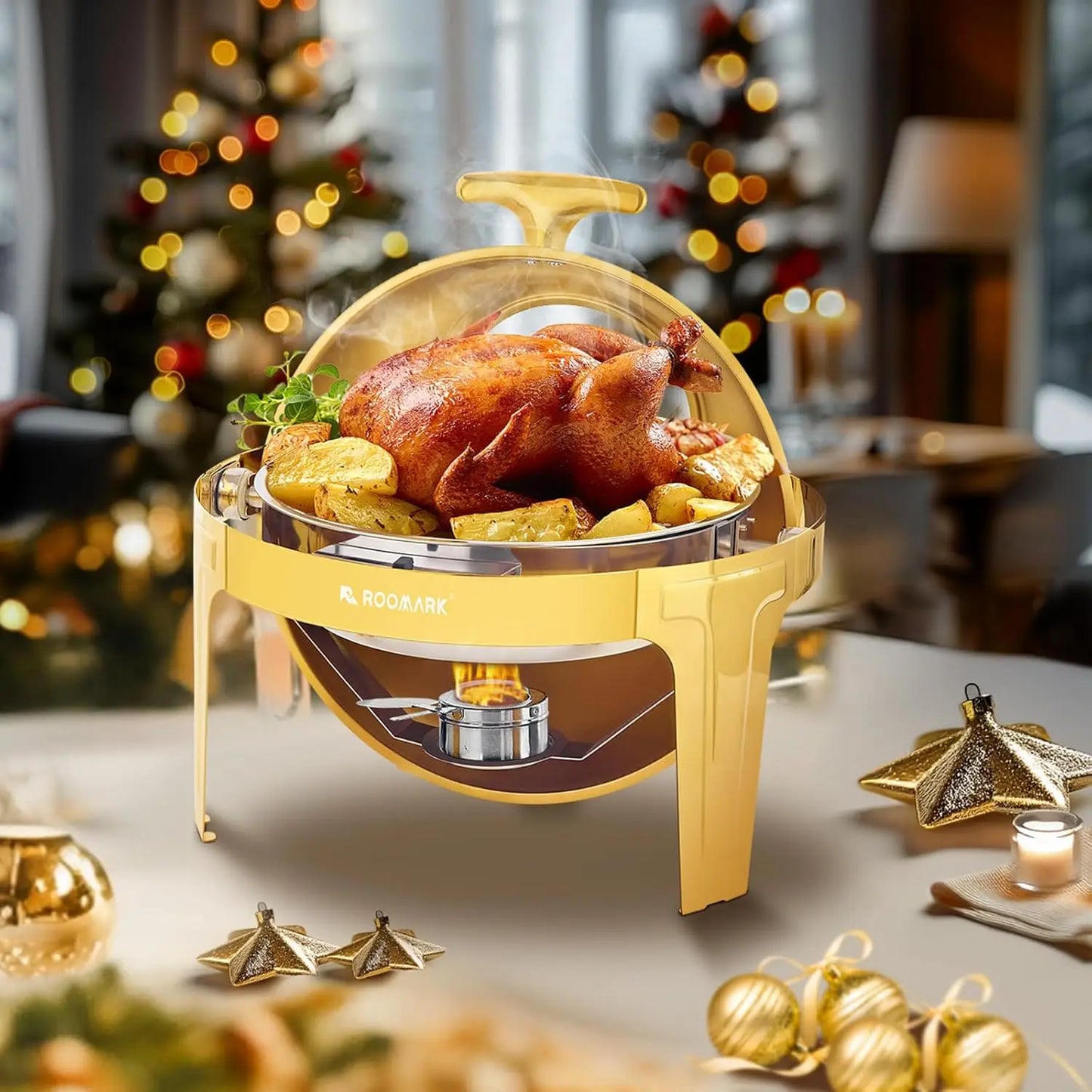 ¡Cheftronics Dorado: Calentador Acero Inoxidable Brillante! - Chafing Dish Buffet Set