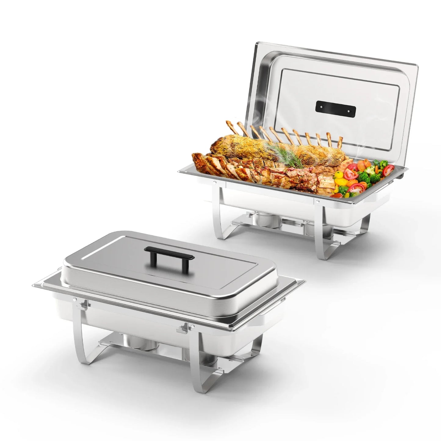 ¡Cheftronics Dorado: Calentador Acero Inoxidable Brillante! - Silver 8QT 2pcs / United States - Chafing Dish Buffet Set