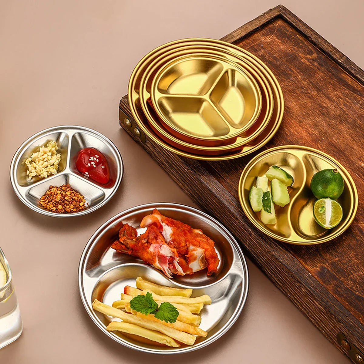 Cheftronics: ¡Platos Divididos de Acero Inoxidable para Cocina Inteligente!