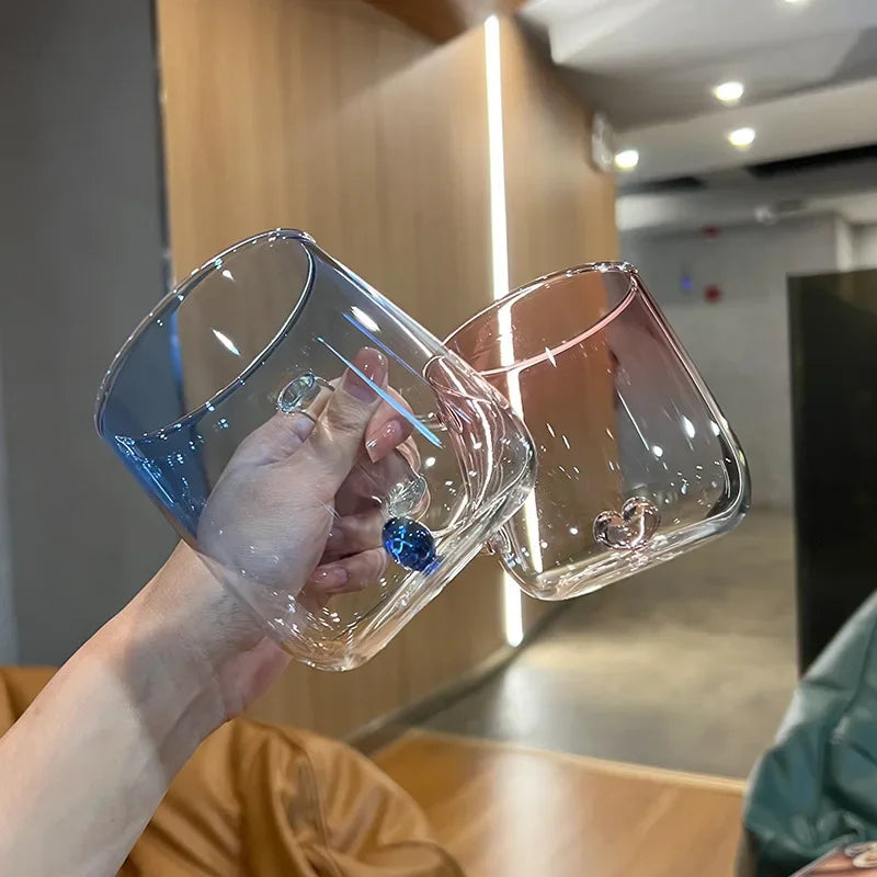 Cristal Corazón: Bebidas de Verano Invierno con Degradado - glass Coffee Cup