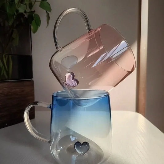 Cristal Corazón: Bebidas de Verano Invierno con Degradado - glass Coffee Cup