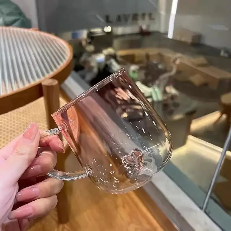 Cristal Corazón: Bebidas de Verano Invierno con Degradado - glass Coffee Cup