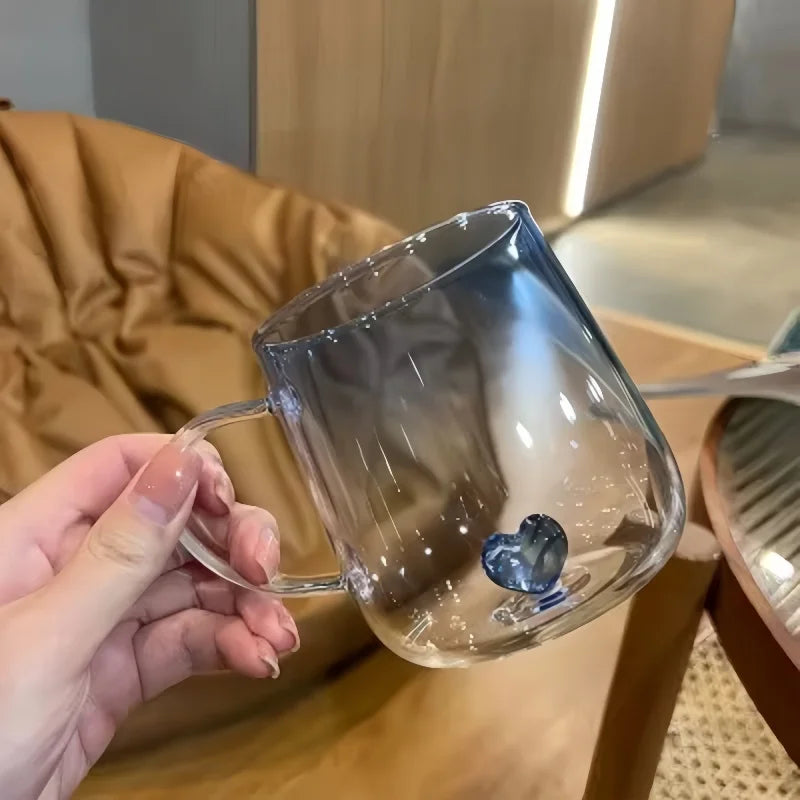 Cristal Corazón: Bebidas de Verano Invierno con Degradado - glass Coffee Cup