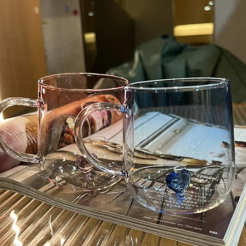 Cristal Corazón: Bebidas de Verano Invierno con Degradado - glass Coffee Cup