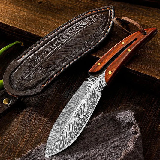 Cuchillo Feather con mango de madera y funda, ideal para Cheftronics y cocina profesional