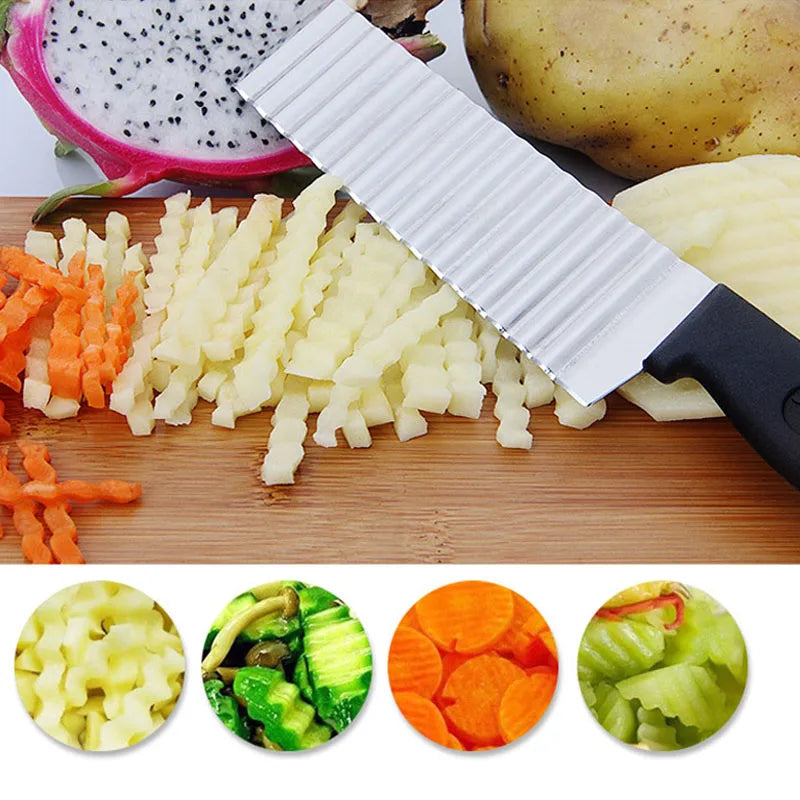 Cuchillo Ondulado Cheftronics, herramienta de cocina de acero inoxidable para verduras