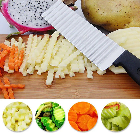 Cuchillo Ondulado Cheftronics, herramienta de cocina de acero inoxidable para verduras