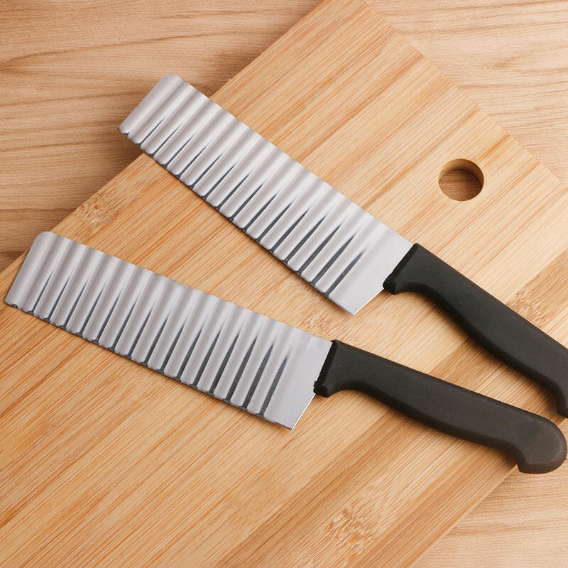 Dos cuchillos de corte ondulado de acero inoxidable Cheftronics para herramientas de cocina