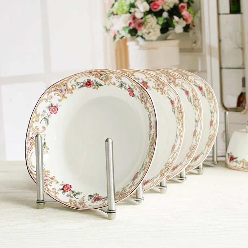 ¡Deslumbrantes Platos Florales! Juego de Vajilla Cerámica - 4pcs - bone china ceramic dinner