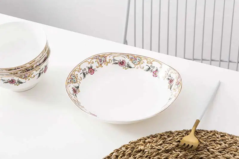 ¡Deslumbrantes Platos Florales! Juego de Vajilla Cerámica - 4pcs - bone china ceramic dinner