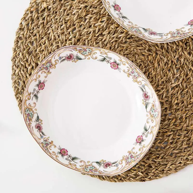 ¡Deslumbrantes Platos Florales! Juego de Vajilla Cerámica - 4pcs - bone china ceramic dinner