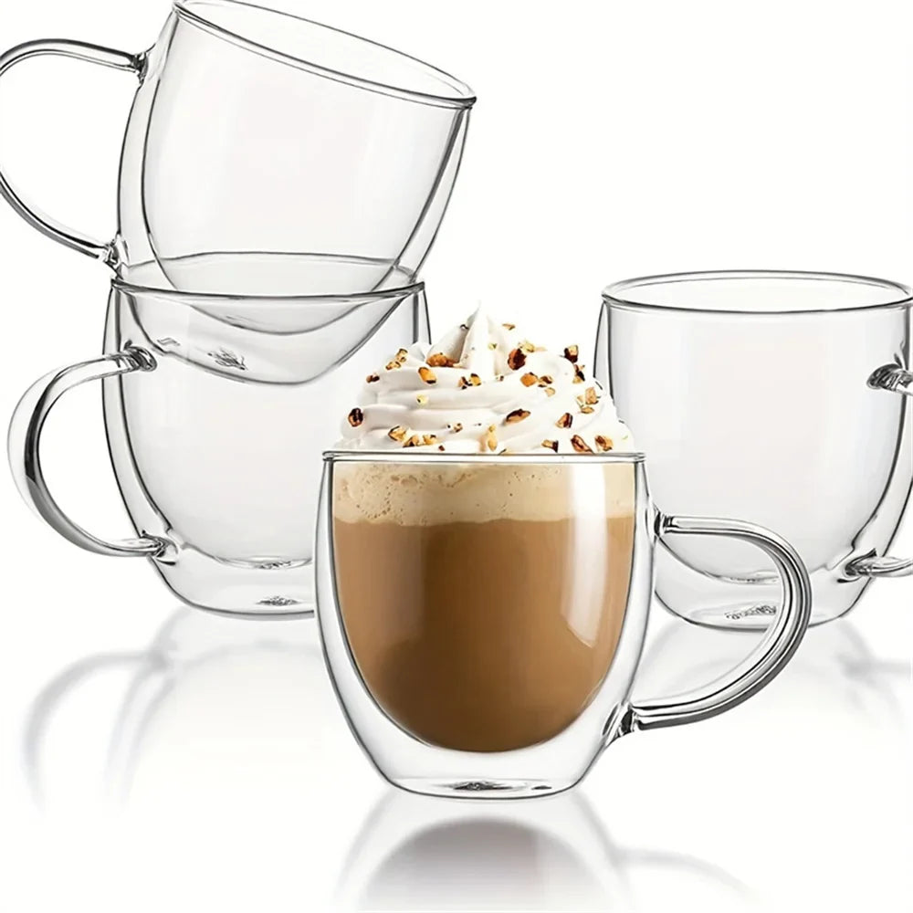 ¡Disfrute el Chocolate con las Tazas Doble Pared Cheftronics! - 1pc / 250ml - Glass Coffee Mug
