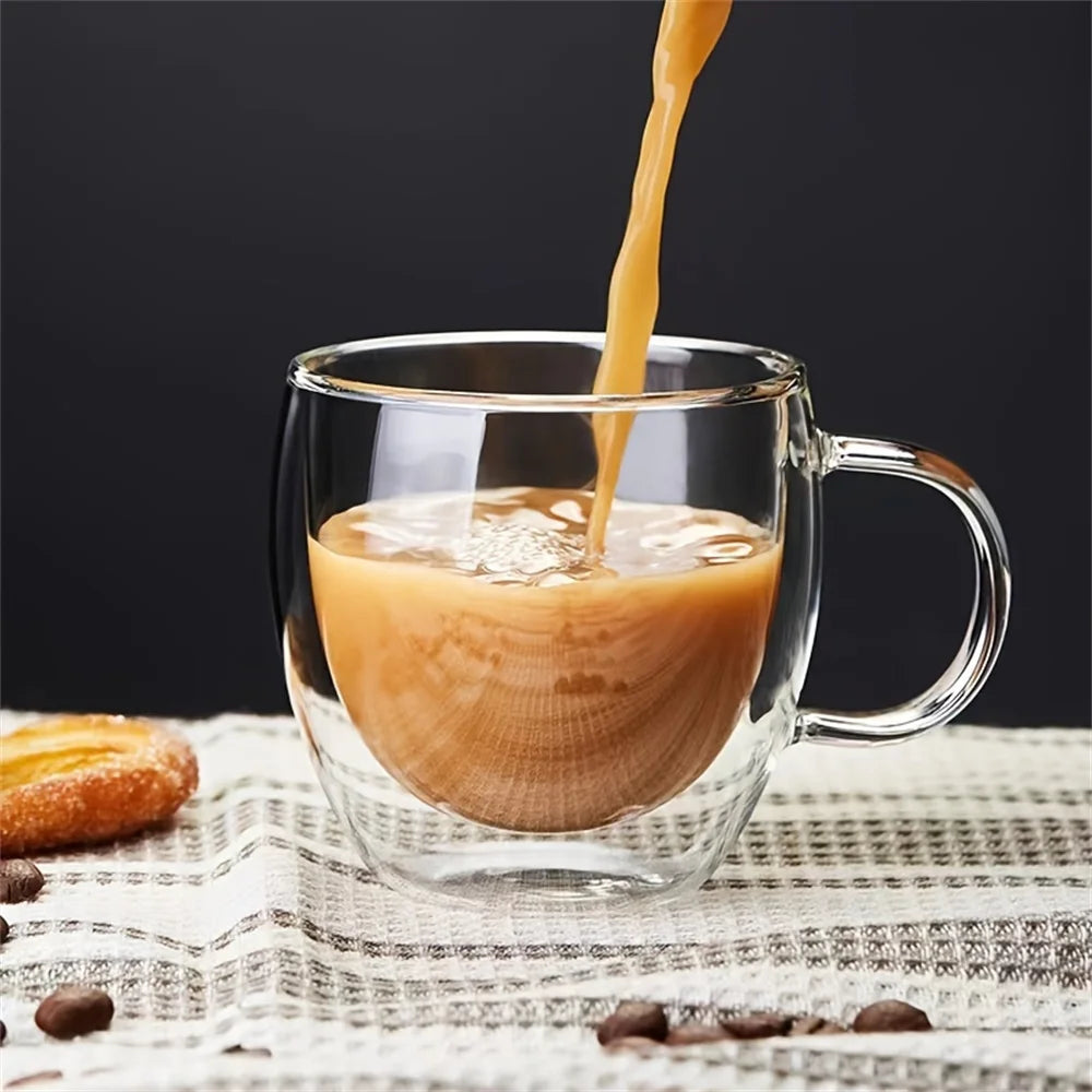 ¡Disfrute el Chocolate con las Tazas Doble Pared Cheftronics! - 1pc / 250ml - Glass Coffee Mug