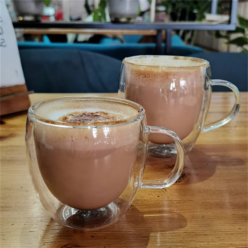 ¡Disfrute el Chocolate con las Tazas Doble Pared Cheftronics! - 1pc / 250ml - Glass Coffee Mug