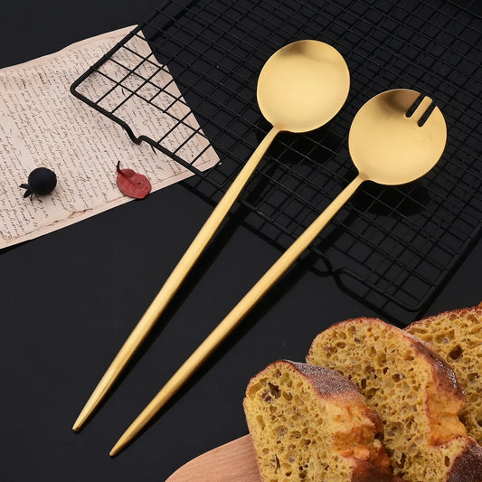 ¡Dorada Elegancia Culinaria Cheftronics para Ensaladas de Acero Inoxidable! - 2Pcs Gold