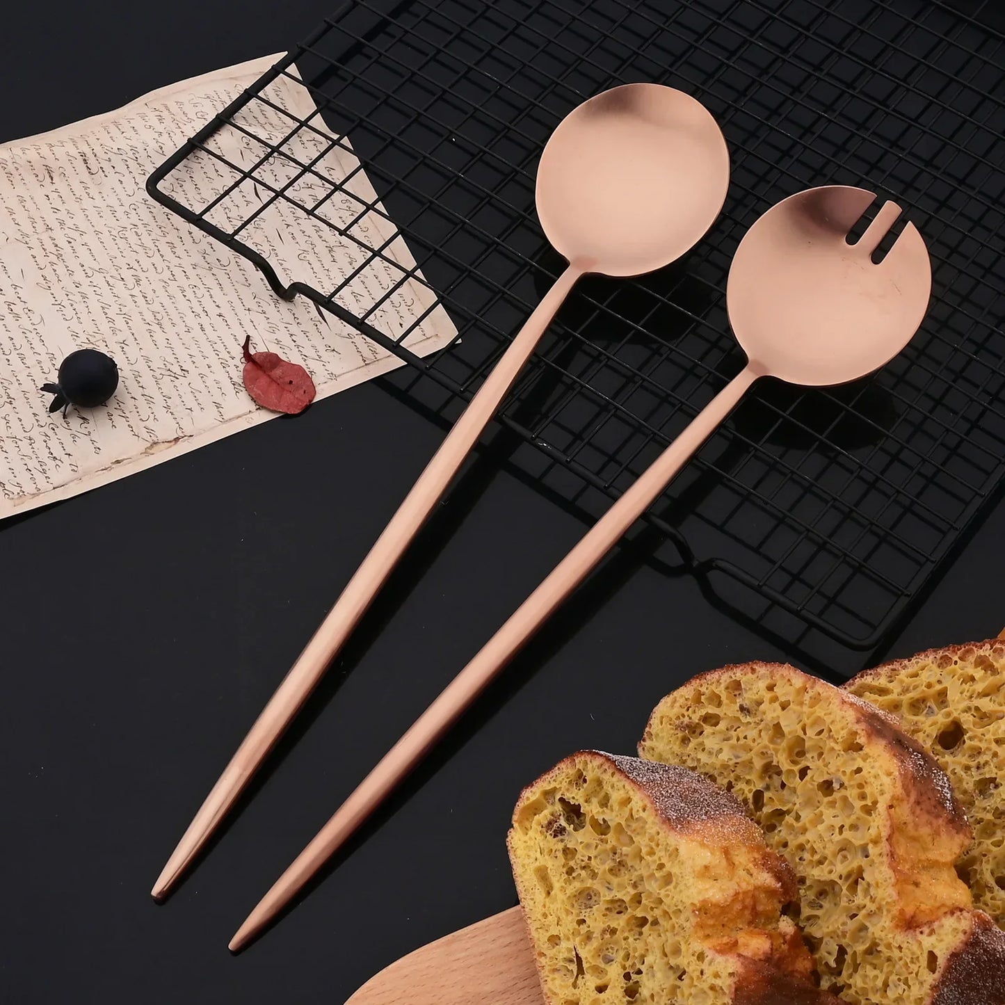 ¡Dorada Elegancia Culinaria Cheftronics para Ensaladas de Acero Inoxidable! - 2Pcs Rose