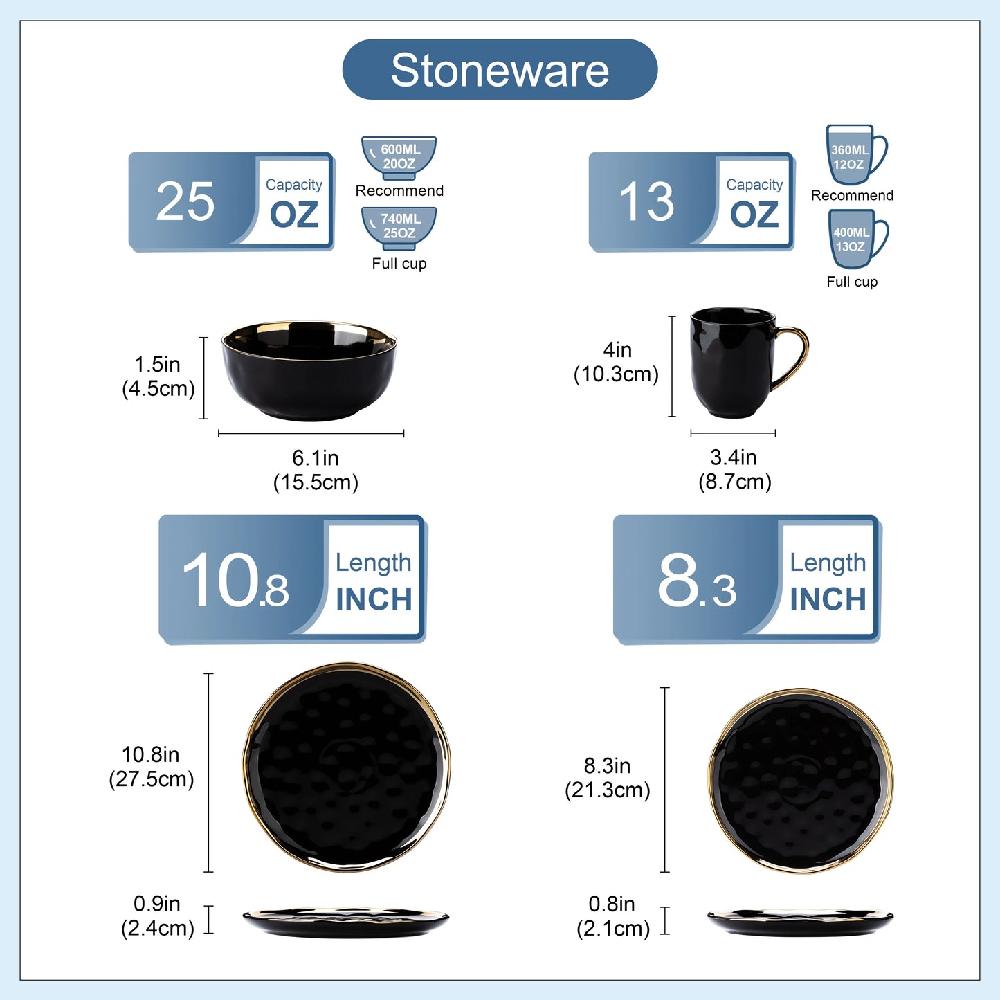 ¡Dorado Ébano: Vajilla de Lujo Black Gold Tableware Set! - LOVECASA Black Porcelain Dinnerware Set