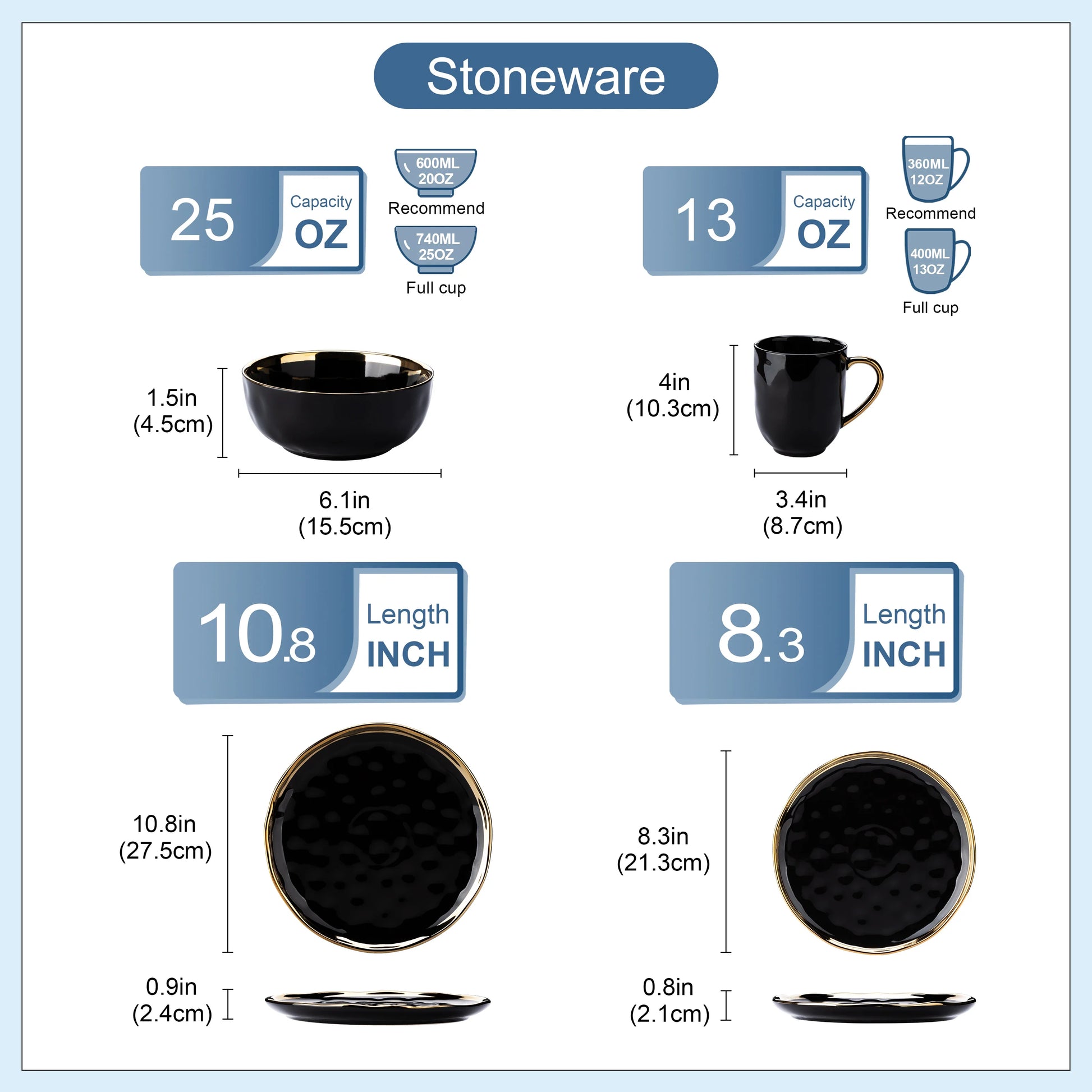 ¡Dorado Ébano: Vajilla de Lujo Black Gold Tableware Set! - LOVECASA Black Porcelain Dinnerware Set