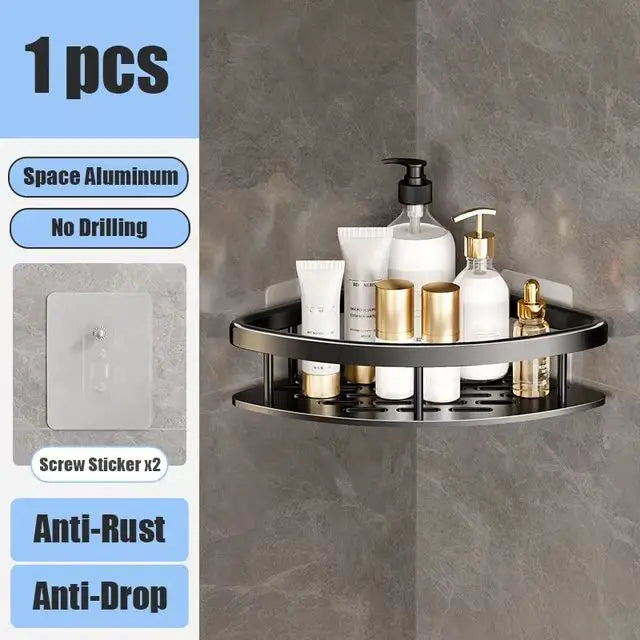 ¡Estantes de Ducha Negros Paredes Impecables! - blcak Triangle 1pc - Wall Mounted Shampoo Bottle Shower Corner Rack