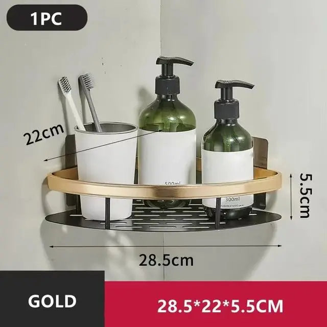 ¡Estantes de Ducha Negros Paredes Impecables! - golden Triangle 1pc - Wall Mounted Shampoo Bottle Shower Corner Rack