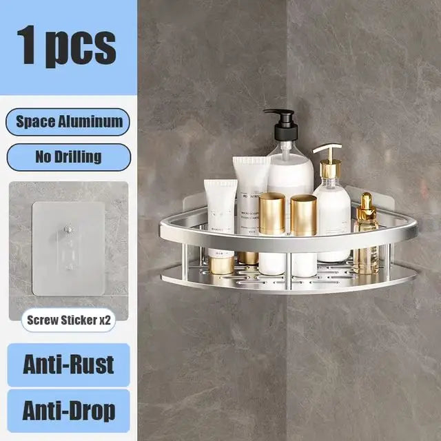 ¡Estantes de Ducha Negros Paredes Impecables! - silver Triangle 1pc - Wall Mounted Shampoo Bottle Shower Corner Rack